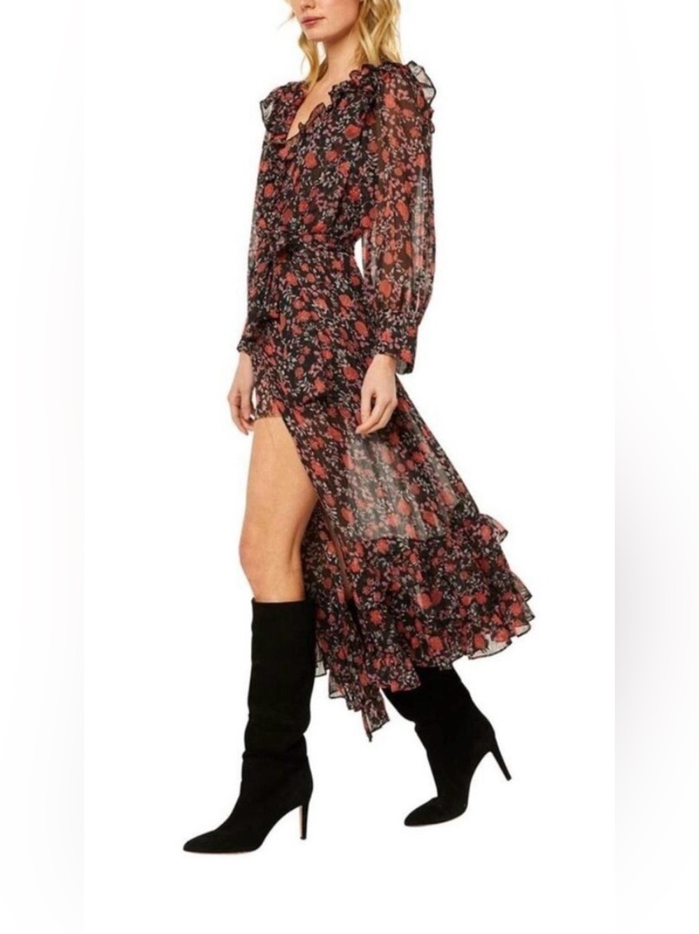 $298 Misa Los Angeles Floral Metallic Gabriela Dress in Size XS EUC